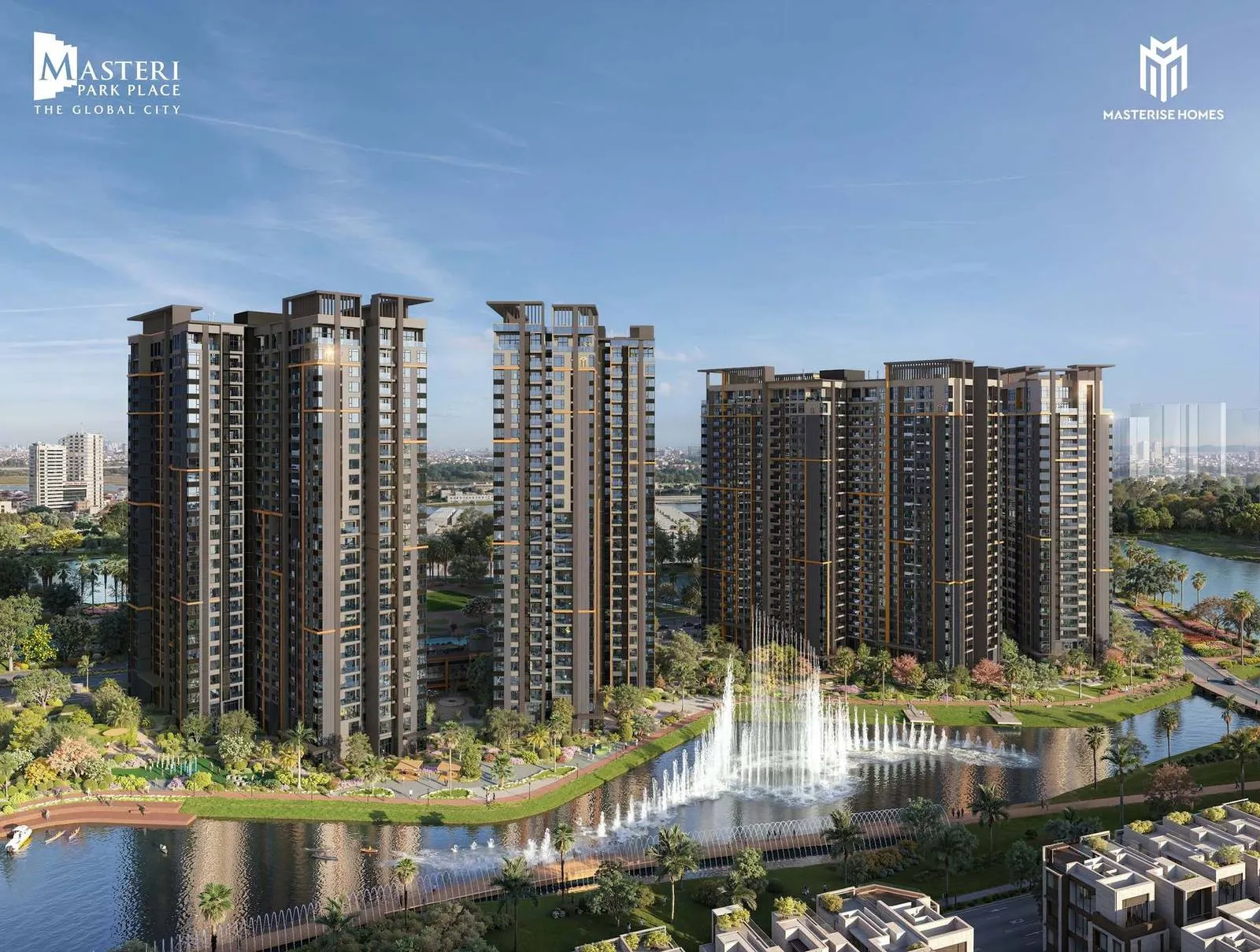 Phối cảnh Masteri Park Place bên kênh đào nhạc nước The Global City