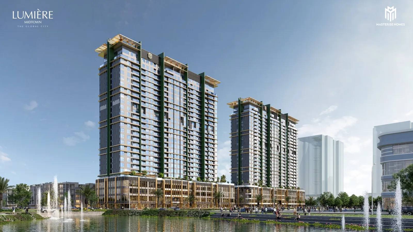 Phối cảnh Lumière Midtown bên kênh đào nhạc nước The Global City