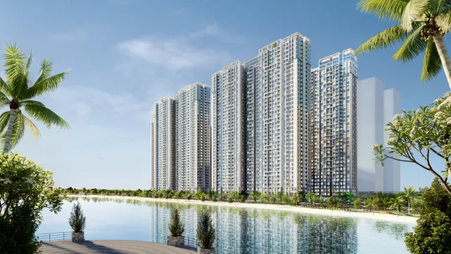 Phối cảnh Masteri West Heights bên hồ trung tâm Smart City do Masterise Homes công bố