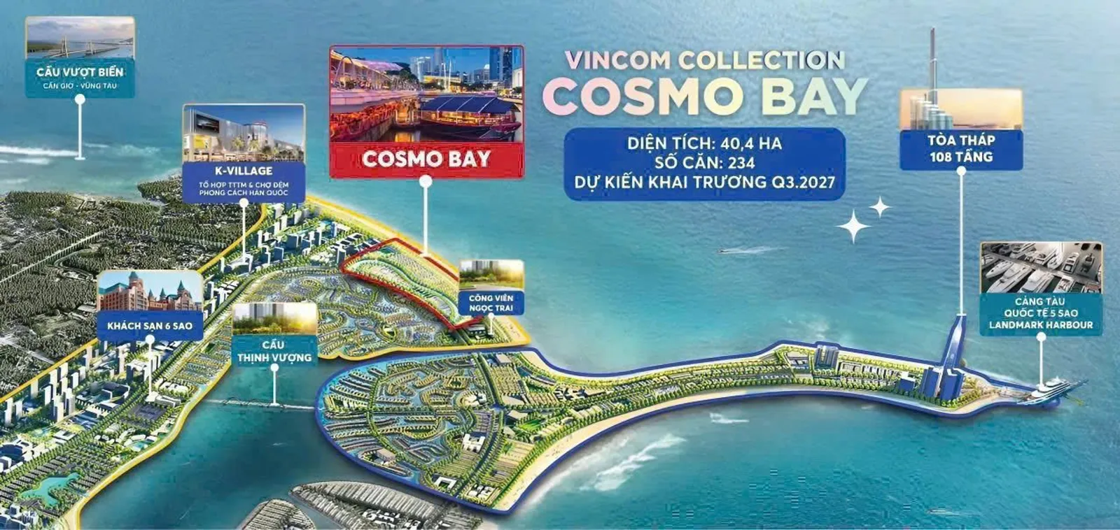 Phối cảnh Cosmo Bay Shophouse - Vịnh Ngọc (The Green Bay), Vinhomes Green Paradise Cần Giờ