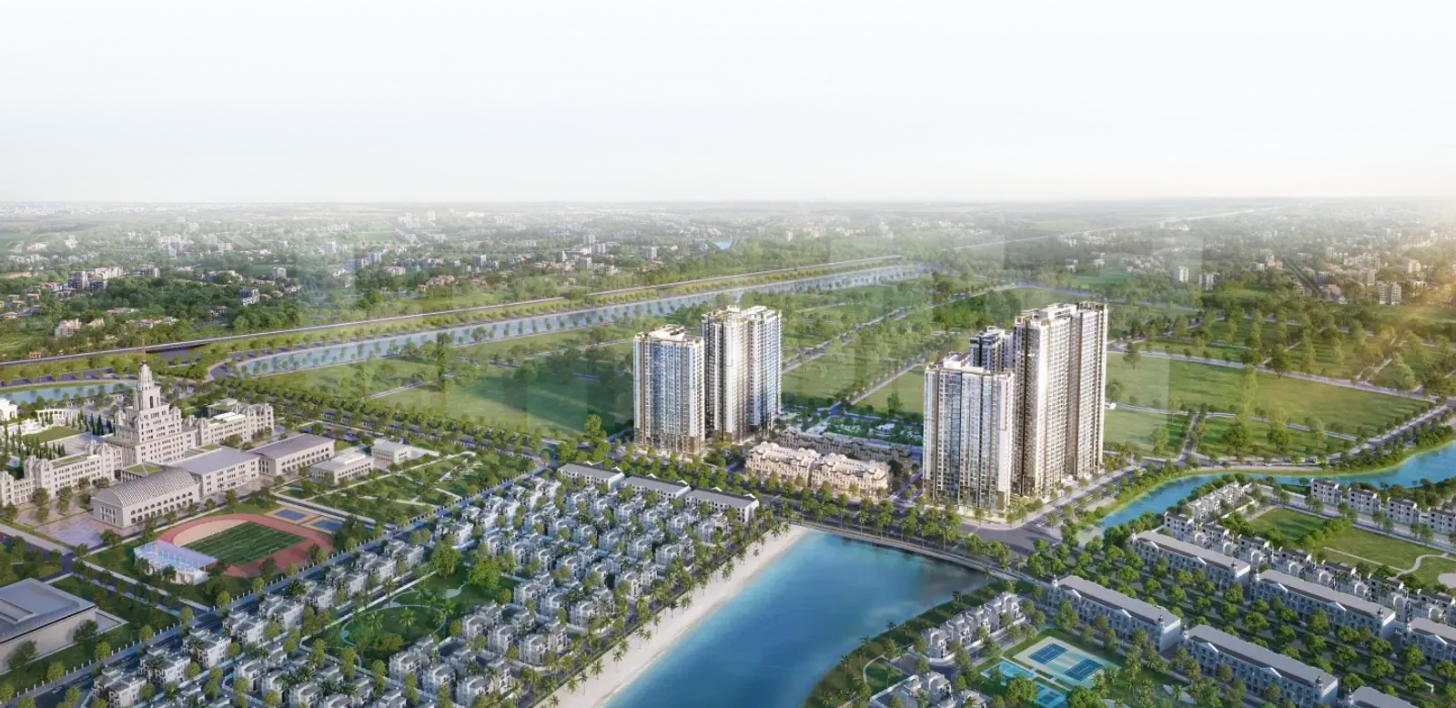 Phối cảnh tổng thể Masteri Waterfront tại Ocean Park 1 do Masterise Homes công bố
