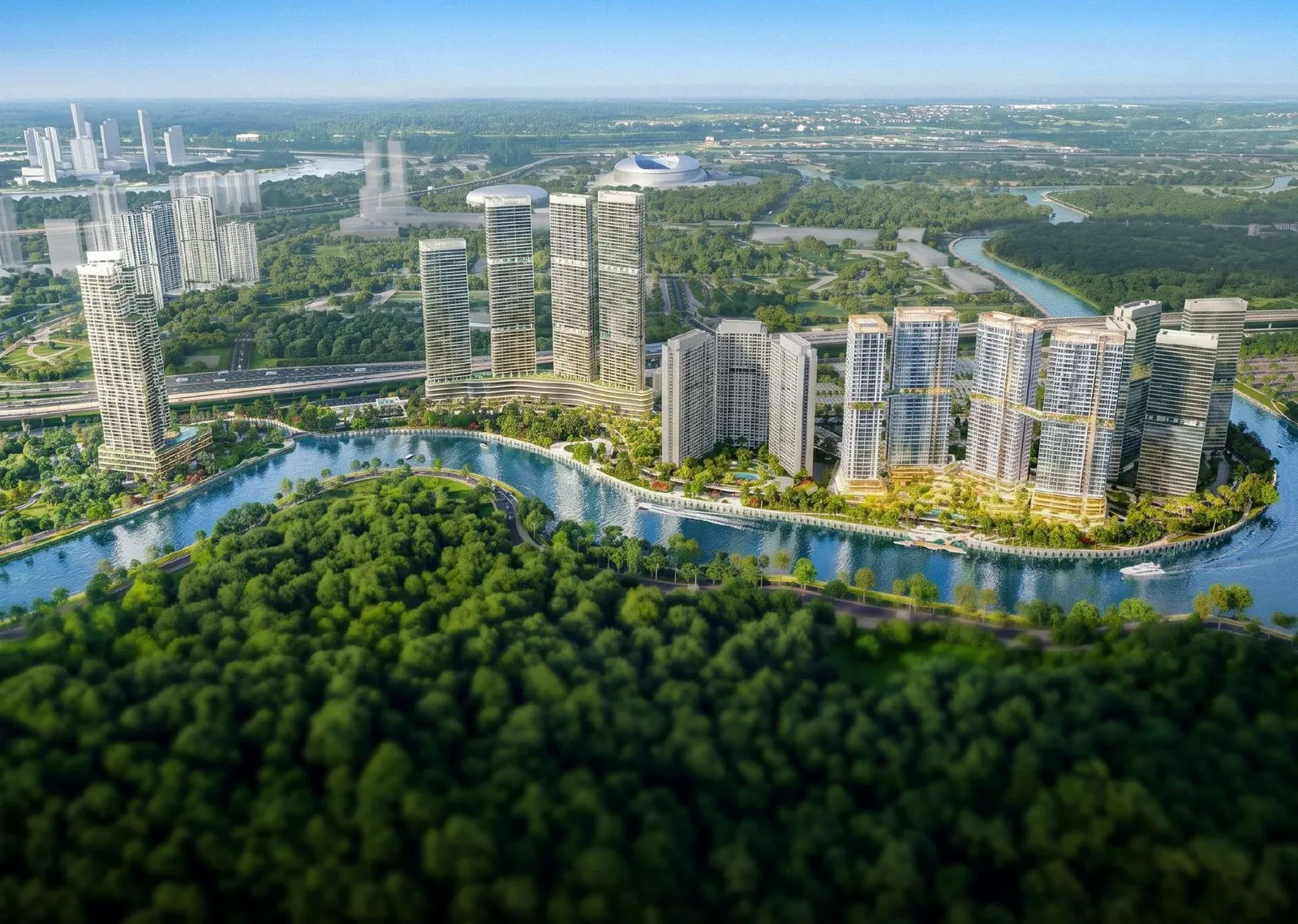 Phối cảnh khu đô thị Palm City ven sông Giồng Ông Tố, liền kề Thủ Thiêm
