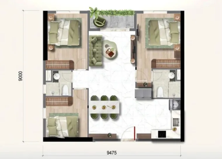 Phối cảnh Bcons Center City 5