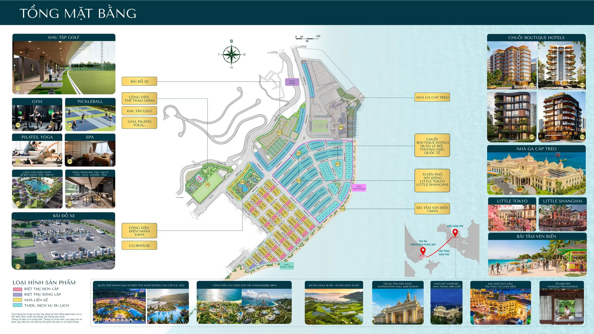 Tổng mặt bằng Vinhomes Pearl Bay: phân khu Ngọc Trai, Lam Ngọc, Ruby cùng hệ tiện ích nội khu