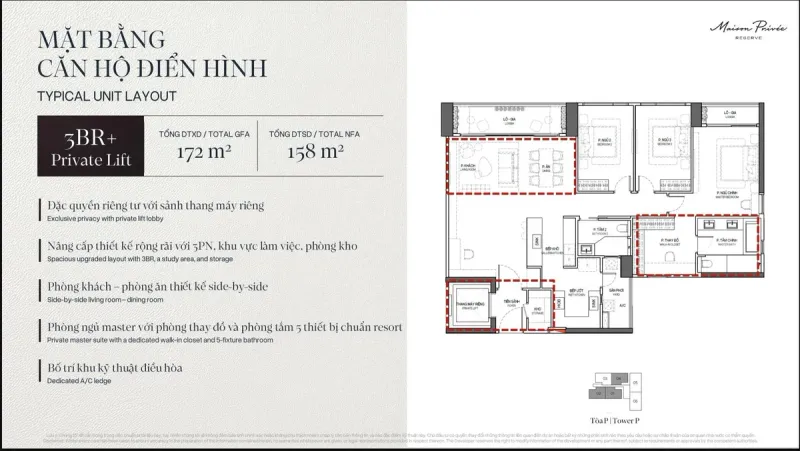 Mặt bằng căn hộ loại P · 3PN+ (tham khảo)